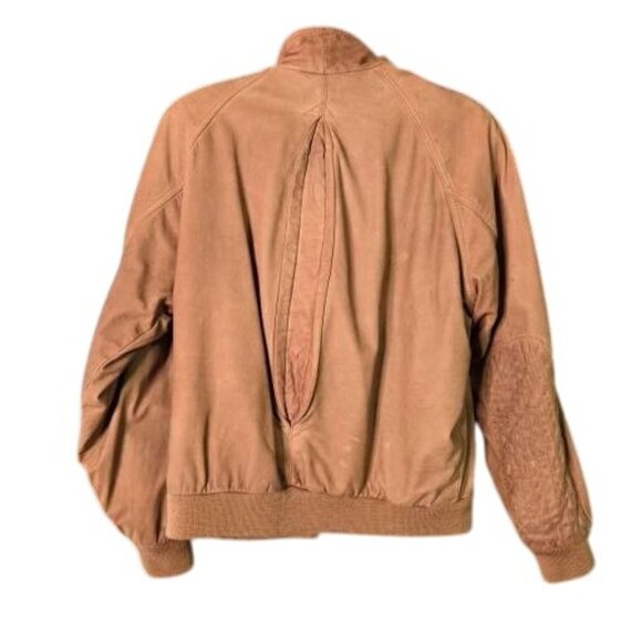 Vintage 90s Marlboro Suede Leather Bomber Jacket Mens L Rugged Distressed - Picture 2 of 16